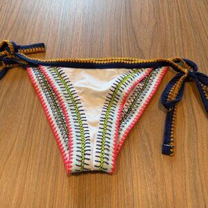 Benedetta Embroidered Tie-Side Brazilian Bikini Bottom